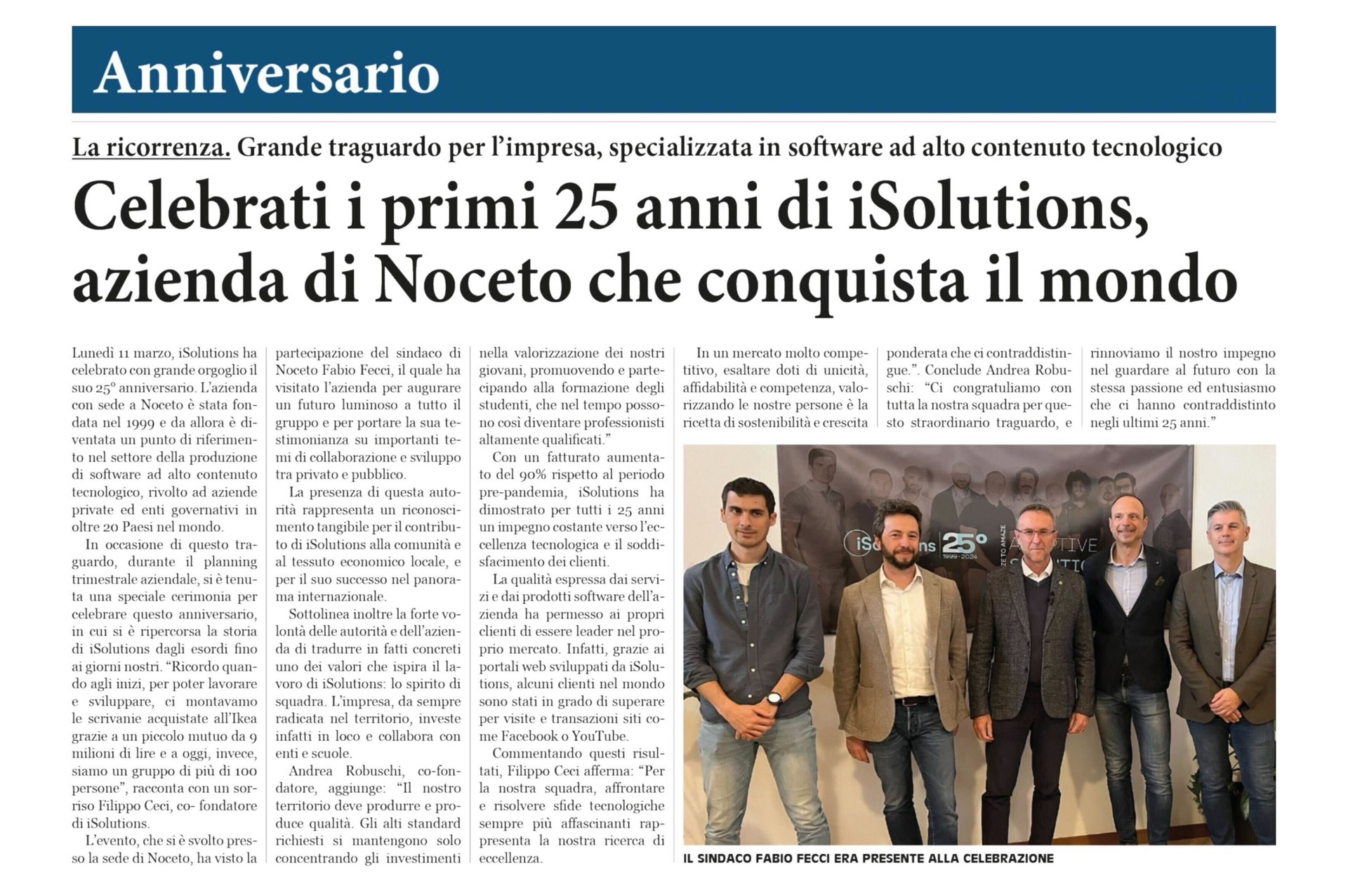 articolo gazzetta visita sindaco