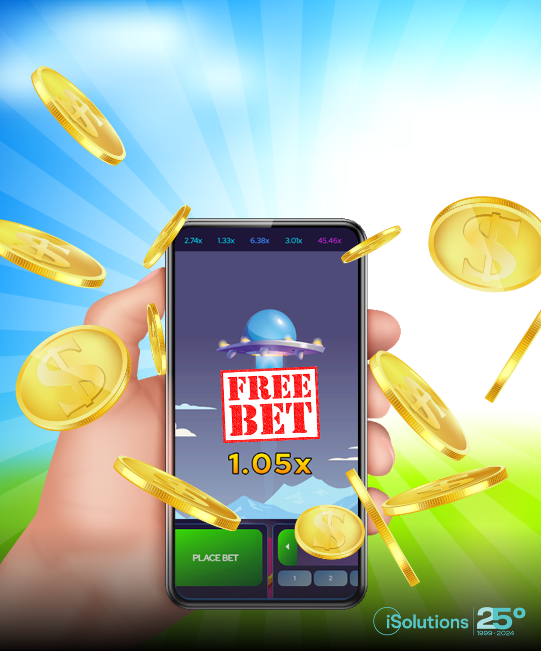Free bets feature in iSolutions crash games